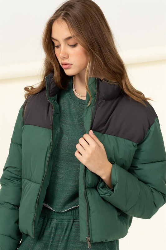 Keep It Cool Color Block Puffer Jacket