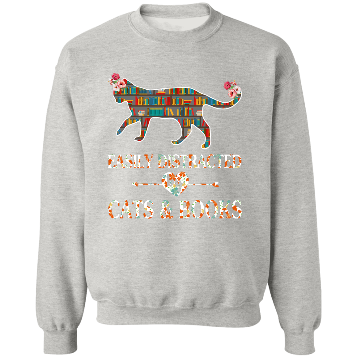 Cat Lover Book Lover Pullover Crewneck Sweatshirt