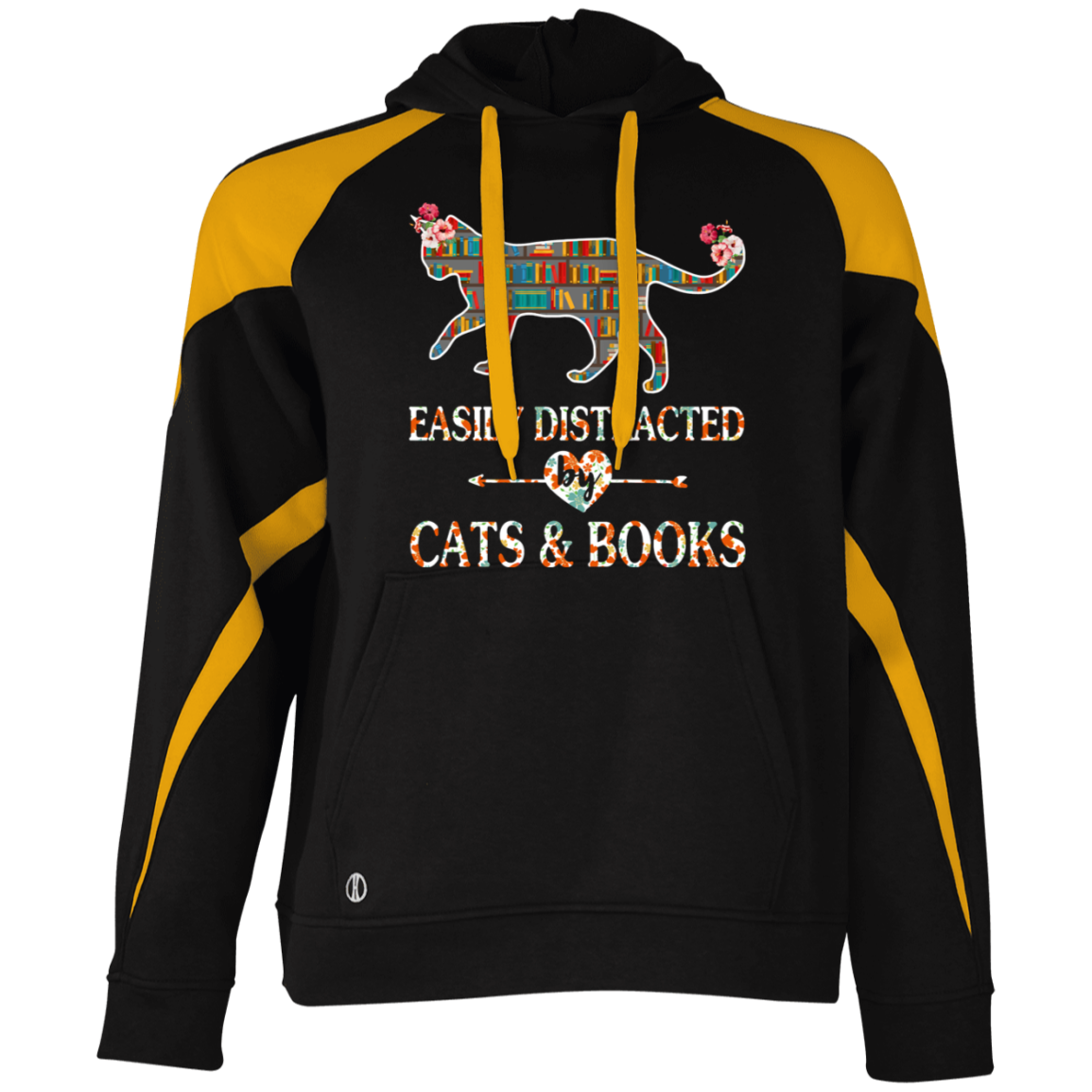 Cat Lover Book Lover Athletic Colorblock Fleece Hoodie