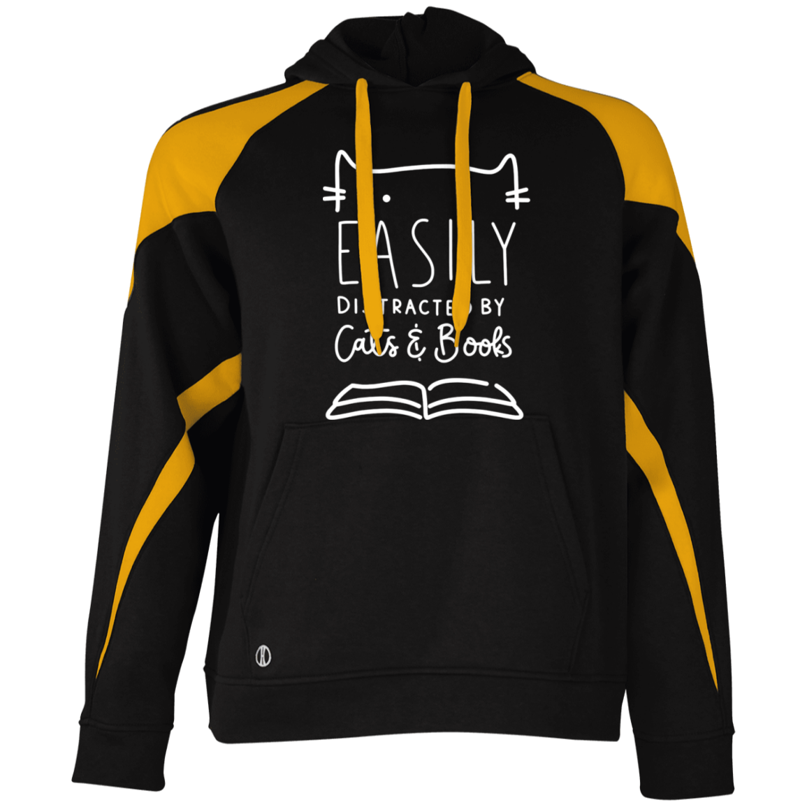 Distracted Cats And Books Athletic Colorblock Fleece Hoodie