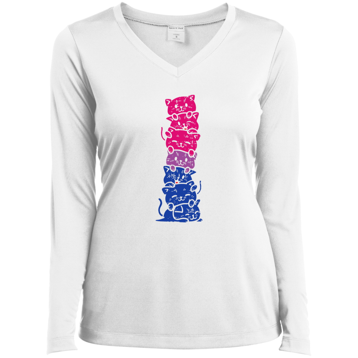 Cat Stack Bisexual Long Sleeve Performance V-Neck Tee