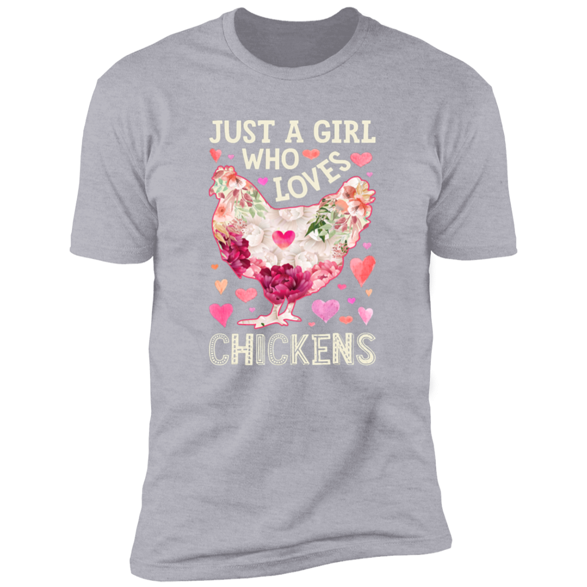 Chicken Silhouette Flower Short Sleeve T-Shirt