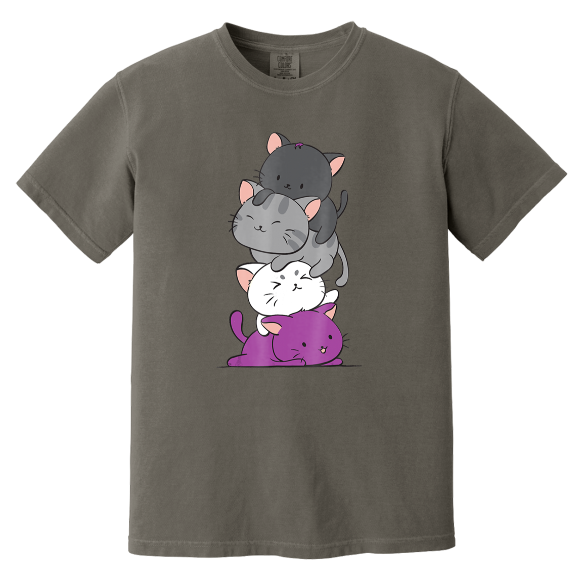 Kawaii Cat Pile Anime Heavyweight Garment-Dyed T-Shirt