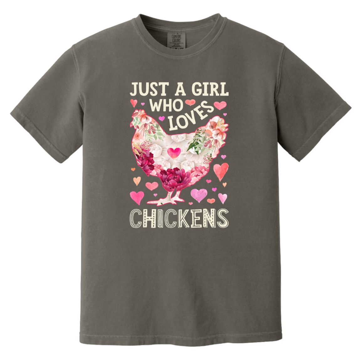 Chicken Silhouette Flower Heavyweight Garment-Dyed T-Shirt