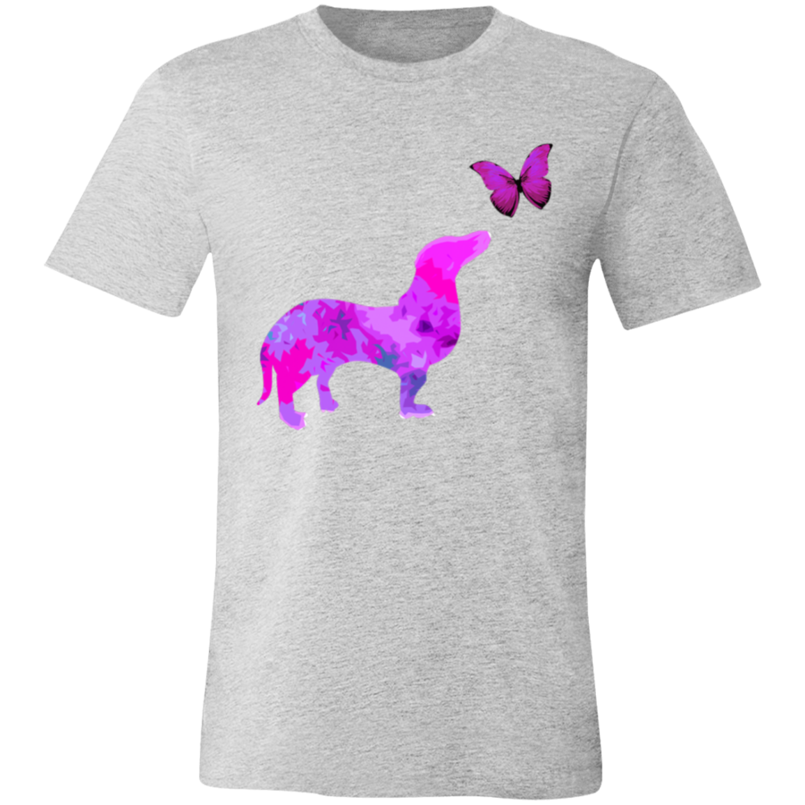 Dachshund With Butterfly Unisex Jersey Short-Sleeve T-Shirt